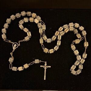 Elegant Silver and Gold  jasper gemstone Rosary Necklace